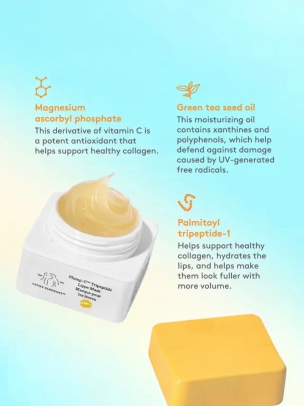 Drunk Elephant Plump-C Tripeptide Lippe Mask with Vitamin C, 20g - Picture 2 of 7